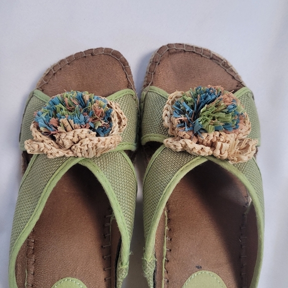 Life Stride Green Macrame Flower Racy Catepilar Wedge Sandal Size 8M - Picture 4 of 11